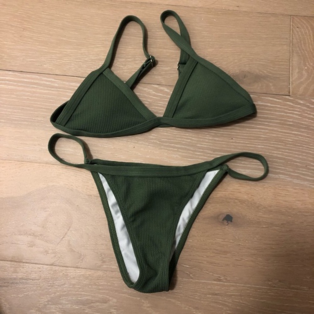 SOLD! Army green ribbed bikini set